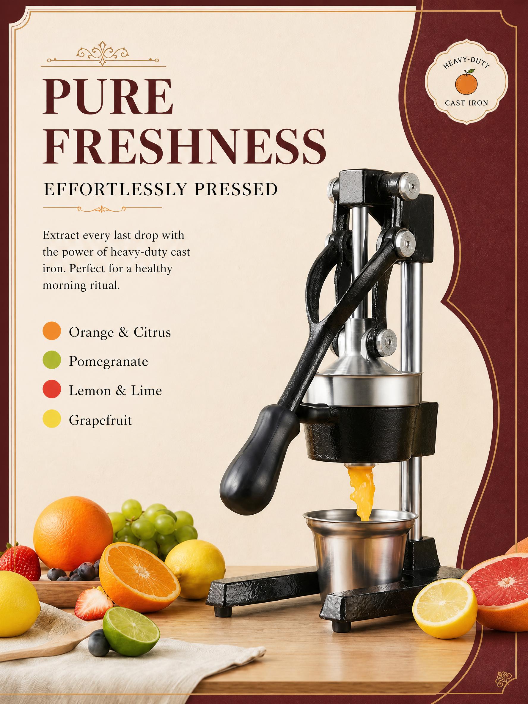 Citrus Juicer Bar - Pemeras Jeruk Manual, Alat Pemeras Jeruk