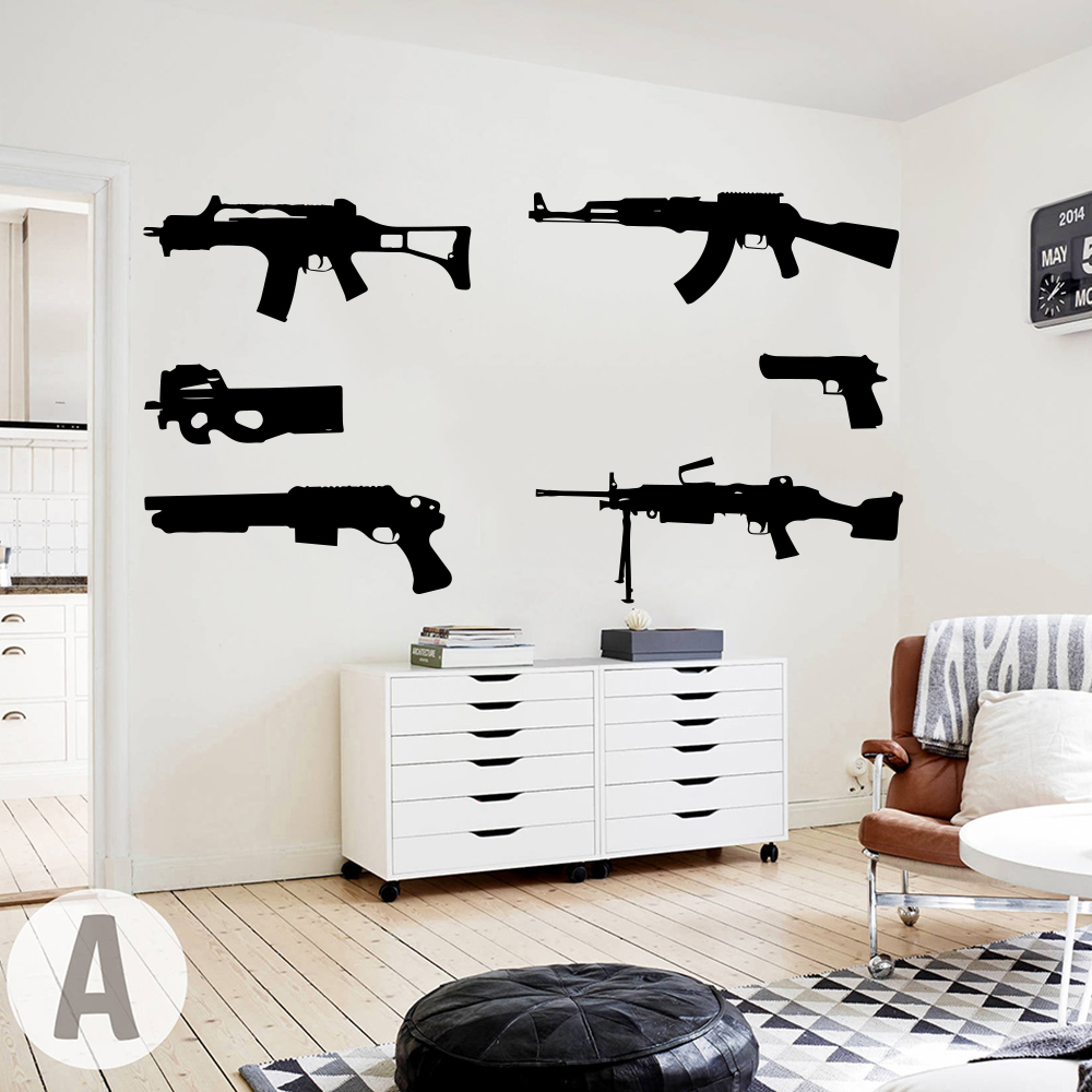 Smoking Gun Kit - Set dari 6 Senjata Stiker Dinding