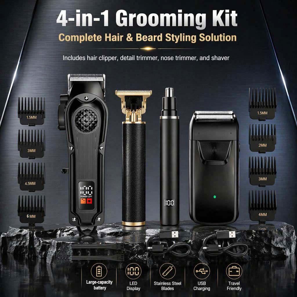 Home Barbershop - Set Alat Cukur Rambut Pria 4-in-1