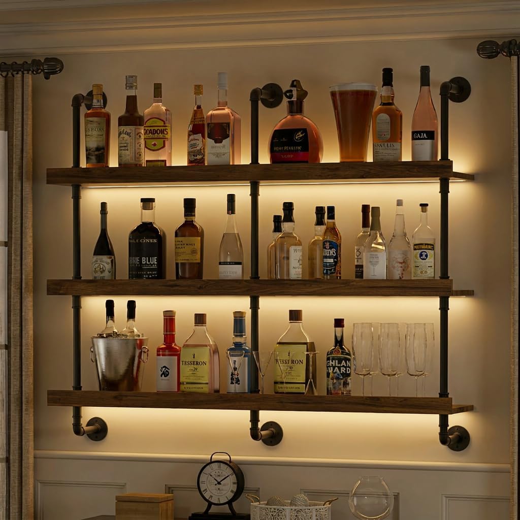 Rak Anggur Dinding dengan Lamp - Home Bar Stand ulasan dan harga