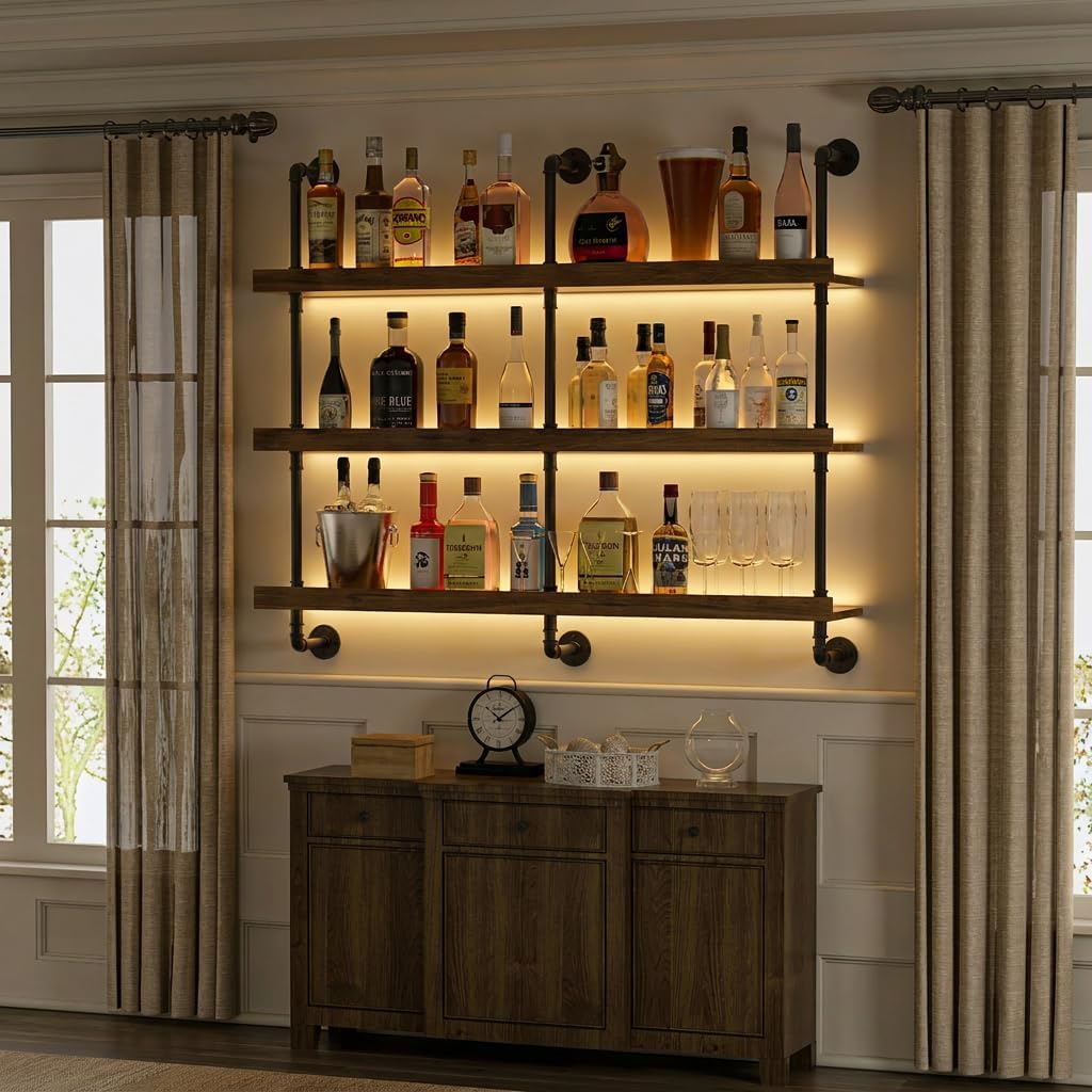 Rak Anggur Dinding dengan Lamp - Home Bar Stand ulasan dan harga