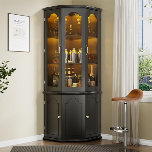 Lemari Bar Sudut dengan Lampu  - Home Bar Shelves ulasan dan harga