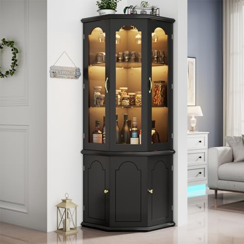 Lemari Bar Sudut dengan Lampu  - Home Bar Shelves ulasan dan harga